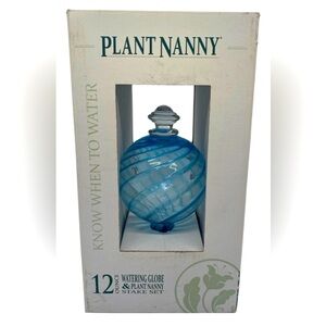 WATERING GLOBE 12 OZ Blue Swirl Glass Plant Nanny New